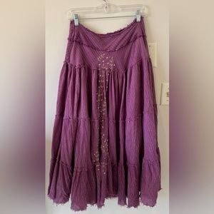 Vintage Tokyo Denim Bank Purple Fairy Tiered Peasant Skirt Size M